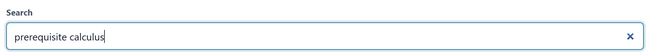 The search field with the phrase prerequisite calculus typed into it.